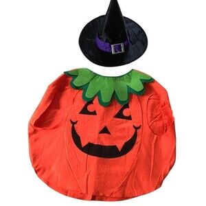 Halloween Costume Child Pumpkin Witch Hat Felt Orange Kid Spooktacular